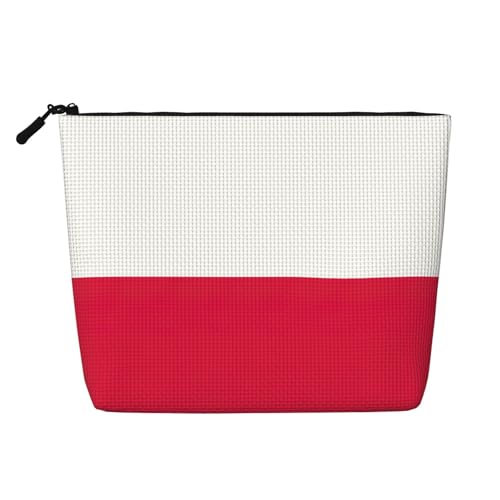 Make-up-Tasche mit polnischem Flaggen-Druck, Reise-Kulturbeutel, Reise-Make-up-Tasche, tragbarer Make-up-Organizer für Damen, Schwarz , Einheitsgröße von JEJEA