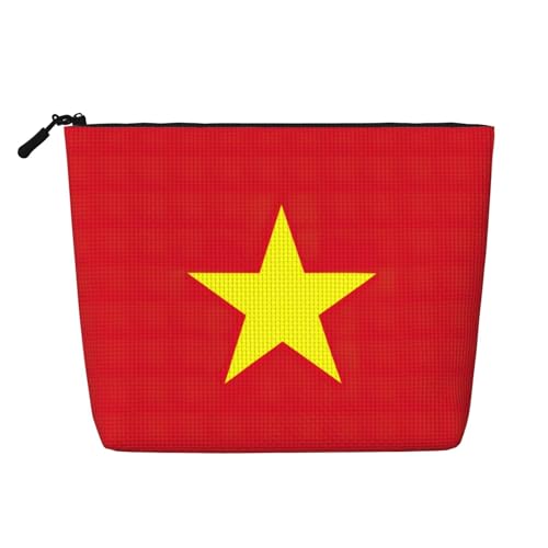 Make-up-Tasche mit vietnamesischer Flagge, Reise-Kulturbeutel, Reise-Make-up-Tasche, tragbarer Make-up-Organizer für Damen, Schwarz , Einheitsgröße von JEJEA