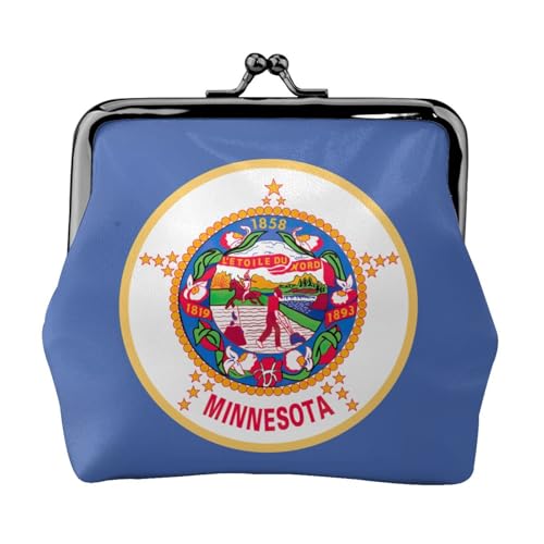 Minnesota Geldbörse mit Staatsflaggen-Druck, tragbare Münzgeldbörse aus Faserleder, Mini-Geldbörse für Damen, Schwarz , Einheitsgröße, Münztasche von JEJEA