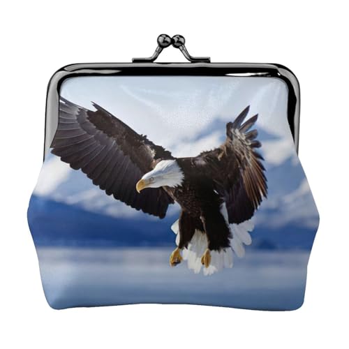 Münzbörse mit Adler-Druck, tragbare Geldbörse aus Faserleder, Mini-Geldbörse für Damen, Schwarz , Einheitsgröße, Münztasche von JEJEA