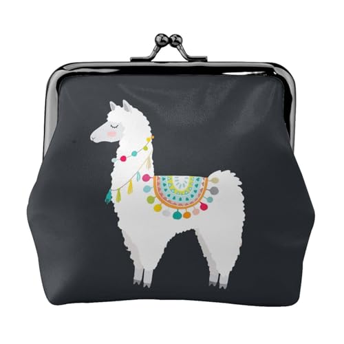 Münzbörse mit Lama-Druck, tragbare Geldbörse aus Faserleder, Mini-Geldbörse für Damen, Schwarz , Einheitsgröße, Münztasche von JEJEA