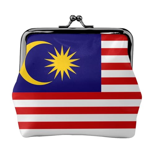 Münzbörse mit Malaysia-Flagge, tragbare Geldbörse aus Faserleder, Mini-Geldbörse für Damen, Schwarz , Einheitsgröße, Münztasche von JEJEA