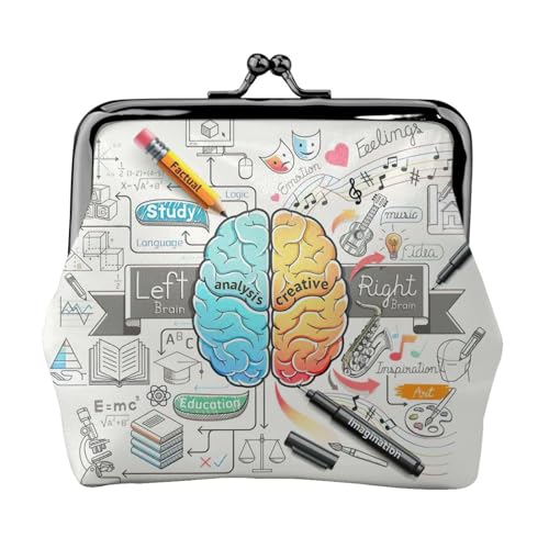 Münzbörse mit menschlichem Gehirndruck, tragbare Geldbörse aus Faserleder, Mini-Geldbörse für Damen, Schwarz , Einheitsgröße, Münztasche von JEJEA