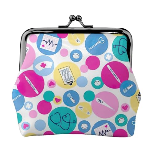 Münzbörse mit niedlichem Krankenschwesterdruck, tragbare Geldbörse aus Faserleder, Mini-Geldbörse für Damen, Schwarz , Einheitsgröße, Münztasche von JEJEA