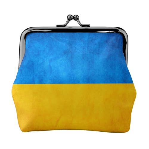 Münzbörse mit ukrainischer Flagge, tragbare Geldbörse aus Faserleder, Mini-Geldbörse für Damen, Schwarz , Einheitsgröße, Münztasche von JEJEA