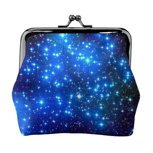 Münzgeldbörse, Motiv: blaue glänzende Sterne, tragbare Münzgeldbörse aus Faserleder, Mini-Geldbörse für Damen, Schwarz , Einheitsgröße, Münztasche von JEJEA