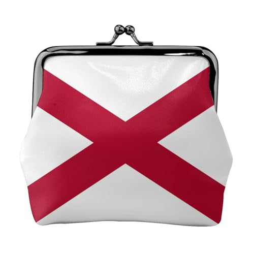 Münzgeldbörse mit Alabama-Flaggen-Druck, tragbare Münzgeldbörse aus Faserleder, Mini-Geldbörse für Damen, Schwarz , Einheitsgröße, Münztasche von JEJEA
