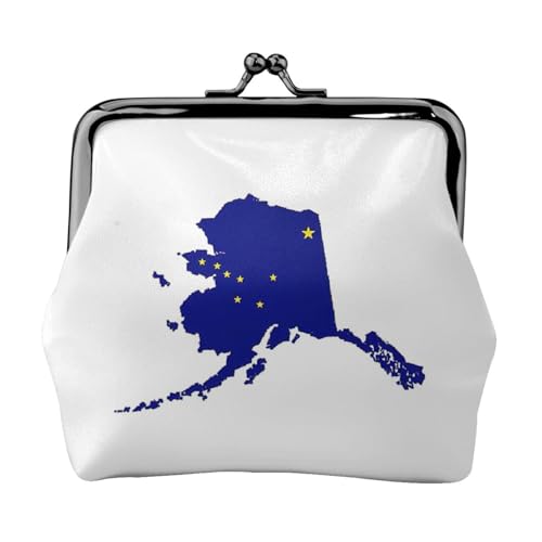 Münzgeldbörse mit Alaska-Staatsflagge, tragbar, Faserleder, Mini-Geldbörse für Damen, Schwarz , Einheitsgröße, Münztasche von JEJEA