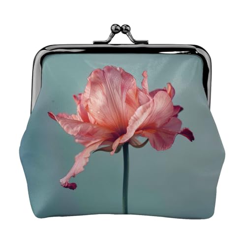 Münzgeldbörse mit Blumendruck, tragbare Geldbörse aus Faserleder, Mini-Geldbörse für Damen, Schwarz , Einheitsgröße, Münztasche von JEJEA