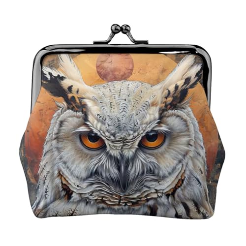 Münzgeldbörse mit Eulen-Motiv, tragbare Geldbörse aus Faserleder, Mini-Geldbörse für Damen, Schwarz , Einheitsgröße, Münztasche von JEJEA