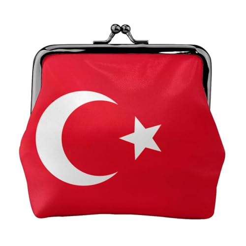 Münzgeldbörse mit Flagge der Türkei, tragbare Geldbörse aus Faserleder, Mini-Geldbörse für Damen, Schwarz , Einheitsgröße, Münztasche von JEJEA