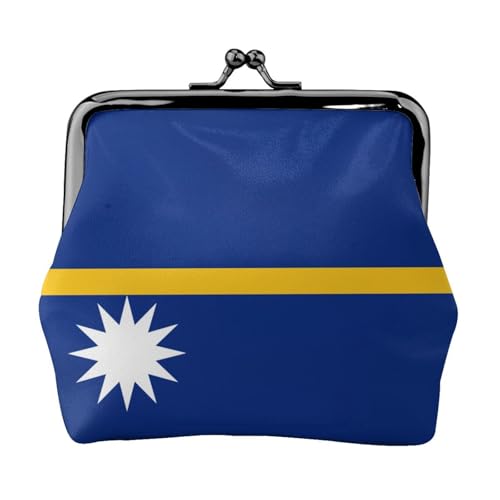 Münzgeldbörse mit Flagge von Nauru, tragbare Geldbörse aus Faserleder, Mini-Geldbörse für Damen, Schwarz , Einheitsgröße, Münztasche von JEJEA