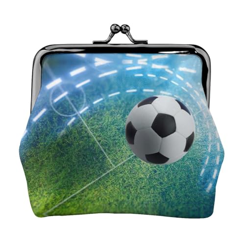 Münzgeldbörse mit Fußball-Motiv, tragbare Geldbörse aus Faserleder, Mini-Geldbörse für Damen, Schwarz , Einheitsgröße, Münztasche von JEJEA
