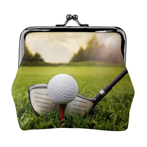 Münzgeldbörse mit Golfball-Druck, tragbare Geldbörse aus Faserleder, Mini-Geldbörse für Damen, Schwarz , Einheitsgröße, Münztasche von JEJEA