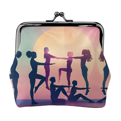 Münzgeldbörse mit Gymnastik-Spieldruck, tragbare Geldbörse aus Faserleder, Mini-Geldbörse für Damen, Schwarz , Einheitsgröße, Münztasche von JEJEA