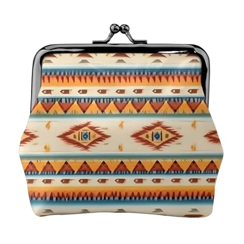 Münzgeldbörse mit Indianer-Druck, tragbare Geldbörse aus Faserleder, Mini-Geldbörse für Damen, Schwarz , Einheitsgröße, Münztasche von JEJEA