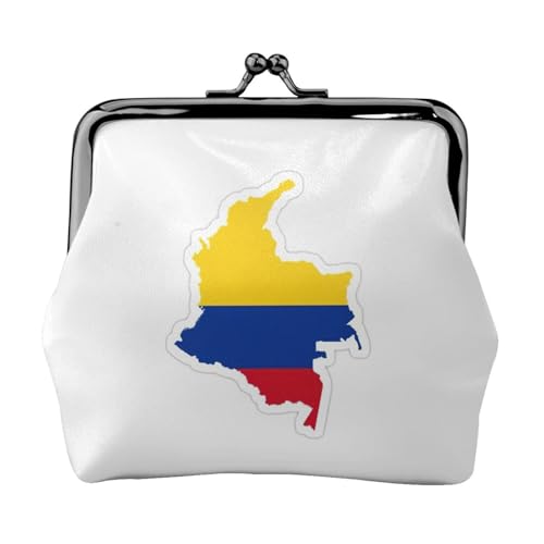 Münzgeldbörse mit Kolumbien-Flagge, tragbar, Faserleder, Mini-Geldbörse für Damen, Schwarz , Einheitsgröße, Münztasche von JEJEA