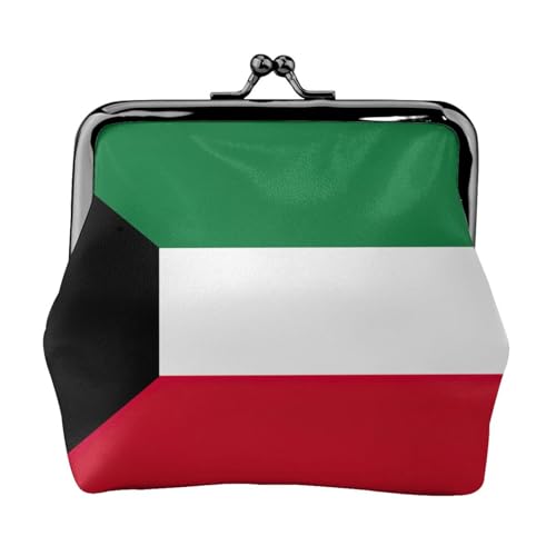 Münzgeldbörse mit Kuwaitischer Flagge, tragbare Geldbörse aus Faserleder, Mini-Geldbörse für Damen, Schwarz , Einheitsgröße, Münztasche von JEJEA