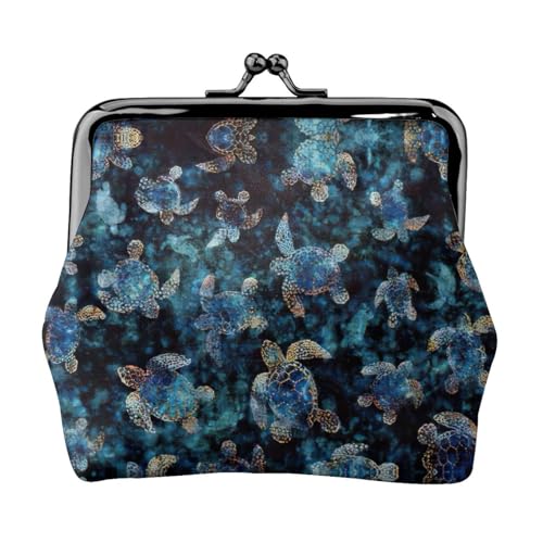 Münzgeldbörse mit Meeresschildkröten-Druck, tragbare Geldbörse aus Faserleder, Mini-Geldbörse für Damen, Schwarz , Einheitsgröße, Münztasche von JEJEA