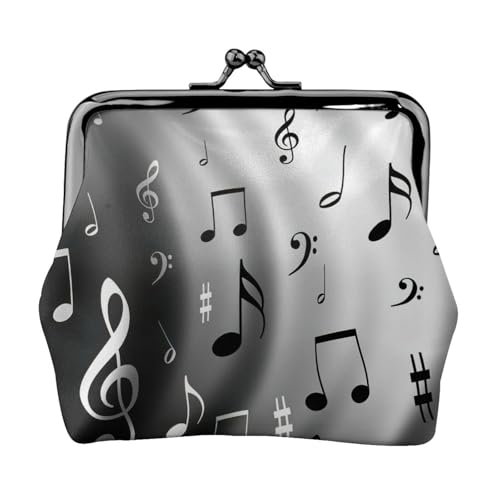 Münzgeldbörse mit Musikdruck, tragbare Geldbörse aus Faserleder, Mini-Geldbörse für Damen, Schwarz , Einheitsgröße, Münztasche von JEJEA