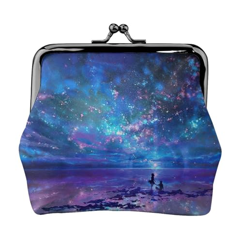 Münzgeldbörse mit Nordlichter-Druck, tragbare Geldbörse aus Faserleder, Mini-Geldbörse für Damen, Schwarz , Einheitsgröße, Münztasche von JEJEA