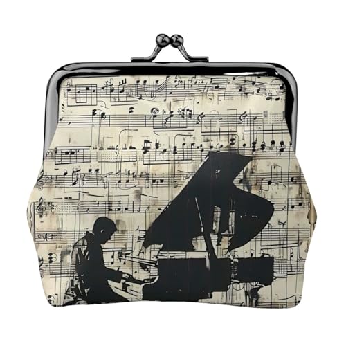 Münzgeldbörse mit Notendruck, tragbare Geldbörse aus Faserleder, Mini-Geldbörse für Damen, Schwarz , Einheitsgröße, Münztasche von JEJEA