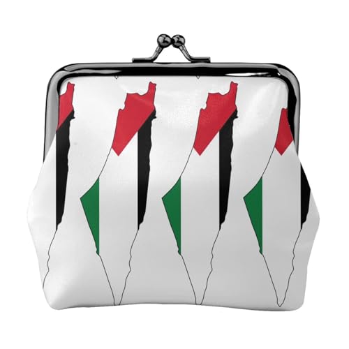 Münzgeldbörse mit Palästina-Flagge, tragbar, Faserleder, Mini-Geldbörse für Damen, Schwarz , Einheitsgröße, Münztasche von JEJEA
