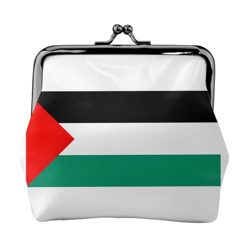 Münzgeldbörse mit Palästina-Flagge, tragbare Geldbörse aus Faserleder, Mini-Geldbörse für Damen, Schwarz , Einheitsgröße, Münztasche von JEJEA