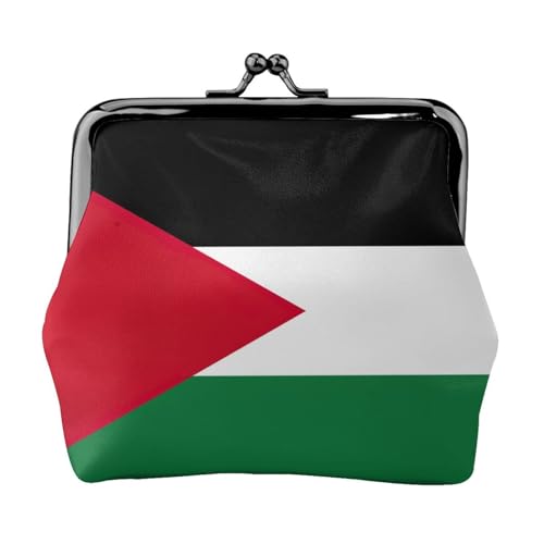 Münzgeldbörse mit Palästinensische Flagge, tragbare Geldbörse aus Faserleder, Mini-Geldbörse für Damen, Schwarz , Einheitsgröße, Münztasche von JEJEA