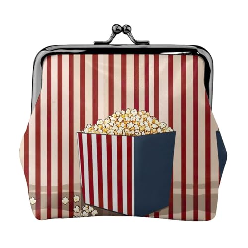 Münzgeldbörse mit Popcorn-Druck, tragbare Geldbörse aus Faserleder, Mini-Geldbörse für Damen, Schwarz , Einheitsgröße, Münztasche von JEJEA