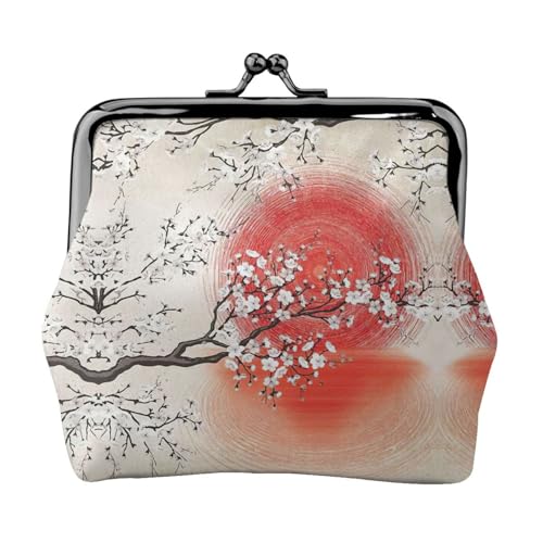 Münzgeldbörse mit Sonnenreflexionsdruck, tragbare Münzgeldbörse aus Faserleder, Mini-Geldbörse für Damen, Schwarz , Einheitsgröße, Münztasche von JEJEA