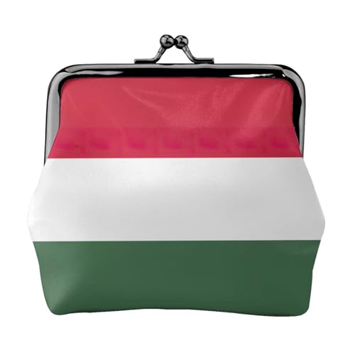 Münzgeldbörse mit Ungarn-Flagge, tragbare Münzgeldbörse aus Faserleder, Mini-Geldbörse für Damen, Schwarz , Einheitsgröße, Münztasche von JEJEA