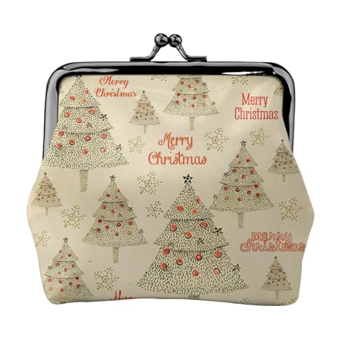 Münzgeldbörse mit Weihnachtsbaum-Druck, tragbare Geldbörse aus Faserleder, Mini-Geldbörse für Damen, Schwarz , Einheitsgröße, Münztasche von JEJEA