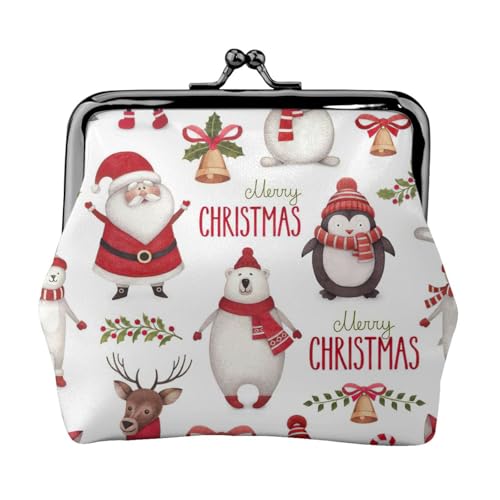 Münzgeldbörse mit Weihnachtsmann-Aufdruck, tragbare Geldbörse aus Faserleder, Mini-Geldbörse für Damen, Schwarz , Einheitsgröße, Münztasche von JEJEA