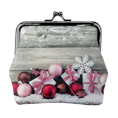 Münzgeldbörse mit Weihnachtsverzierung, tragbare Geldbörse aus Faserleder, Mini-Geldbörse für Damen, Schwarz , Einheitsgröße, Münztasche von JEJEA