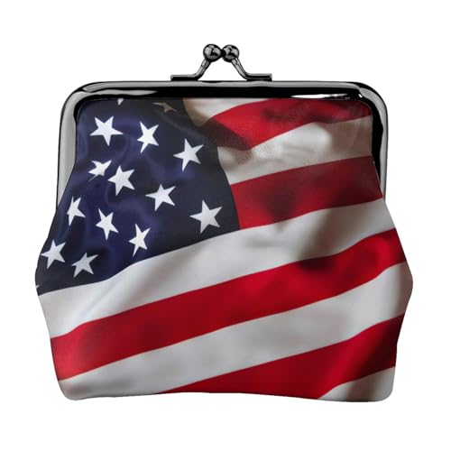 Münzgeldbörse mit amerikanischer Flagge, tragbare Geldbörse aus Faserleder, Mini-Geldbörse für Damen, Schwarz , Einheitsgröße, Münztasche von JEJEA