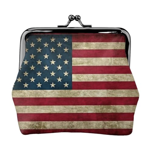 Münzgeldbörse mit amerikanischer Flagge, tragbare Geldbörse aus Faserleder, Mini-Geldbörse für Damen, Schwarz , Einheitsgröße, Münztasche von JEJEA