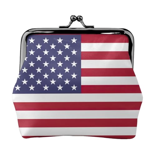 Münzgeldbörse mit amerikanischer Flagge, tragbare Geldbörse aus Faserleder, Mini-Geldbörse für Damen, Schwarz , Einheitsgröße, Münztasche von JEJEA