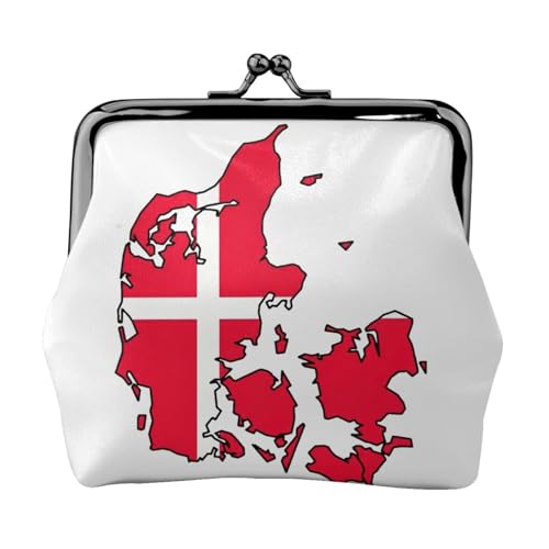 Münzgeldbörse mit dänischer Flagge, tragbar, Faserleder, Mini-Geldbörse für Damen, Schwarz , Einheitsgröße, Münztasche von JEJEA