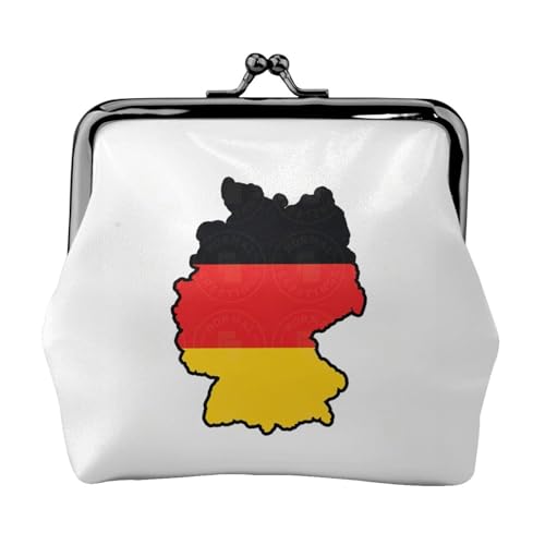 Münzgeldbörse mit deutscher Flagge, tragbar, Faserleder, Mini-Geldbörse für Damen, Schwarz , Einheitsgröße, Münztasche von JEJEA