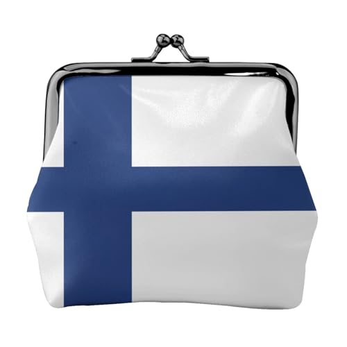 Münzgeldbörse mit finnischer Flagge, tragbare Geldbörse aus Faserleder, Mini-Geldbörse für Damen, Schwarz , Einheitsgröße, Münztasche von JEJEA