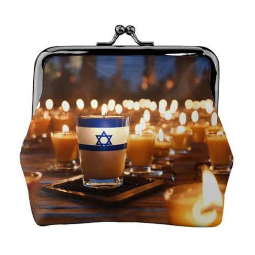 Münzgeldbörse mit israelischer Flagge, tragbare Geldbörse aus Faserleder, Mini-Geldbörse für Damen, Schwarz , Einheitsgröße, Münztasche von JEJEA