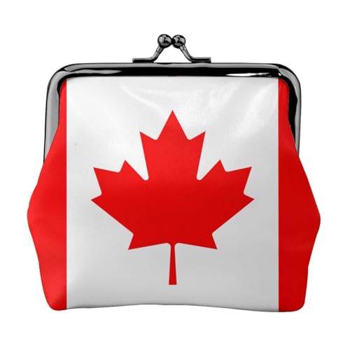 Münzgeldbörse mit kanadischer Flagge, tragbare Geldbörse aus Faserleder, Mini-Geldbörse für Damen, Schwarz , Einheitsgröße, Münztasche von JEJEA
