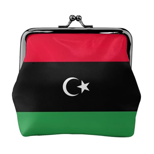 Münzgeldbörse mit libyscher Flagge, tragbare Geldbörse aus Faserleder, Mini-Geldbörse für Damen, Schwarz , Einheitsgröße, Münztasche von JEJEA