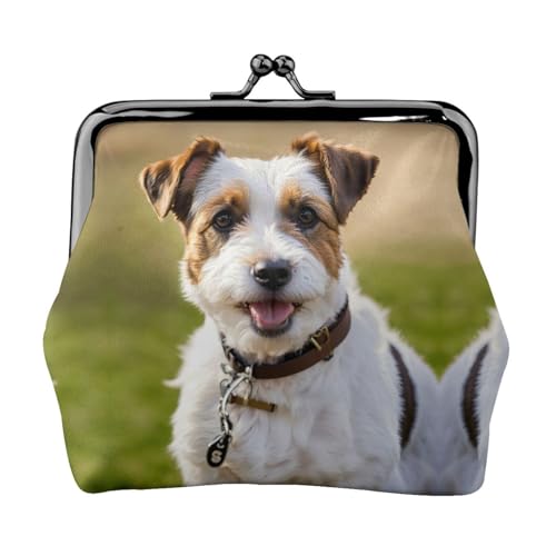 Münzgeldbörse mit niedlichem Hunde-Aufdruck, tragbare Geldbörse aus Faserleder, Mini-Geldbörse für Damen, Schwarz , Einheitsgröße, Münztasche von JEJEA