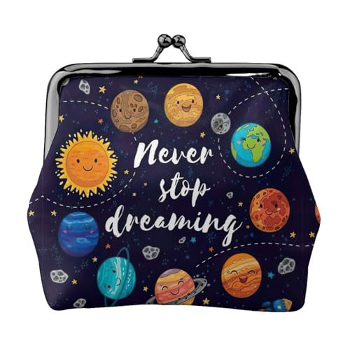 Münzgeldbörse mit niedlichem Planeten-Druck, tragbare Geldbörse aus Faserleder, Mini-Geldbörse für Damen, Schwarz , Einheitsgröße, Münztasche von JEJEA