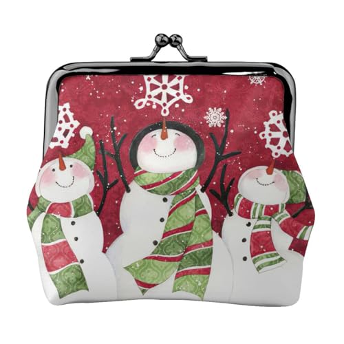 Münzgeldbörse mit niedlichem Schneemann-Druck, tragbare Geldbörse aus Faserleder, Mini-Geldbörse für Damen, Schwarz , Einheitsgröße, Münztasche von JEJEA