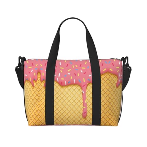 Reisetasche mit Eiscreme- und Waffelmuster, Wochenendtasche für Damen, leichte Handgepäcktasche, persönliche Gegenstände, Schwarz , Einheitsgröße Reisetasche mit Eiscreme- und Waffelmuster, Wochenendtasche für Damen, leichte Handgepäcktasche, persönliche Gegenstände, Schwarz , Einheitsgröße von JEJEA