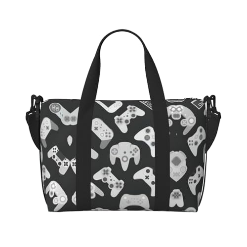 Reisetasche mit Gamecontroller-Druck, Wochenendtasche für Damen, leichte Handgepäcktasche, persönliche Gegenstände, Schwarz , Einheitsgröße von JEJEA
