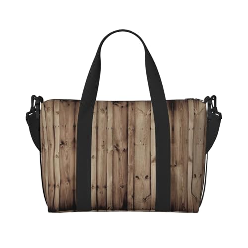 Reisetasche mit Holzmaserung, Wochenendtasche für Damen, leichte Handgepäcktasche, persönliche Gegenstände, Schwarz , Einheitsgröße von JEJEA
